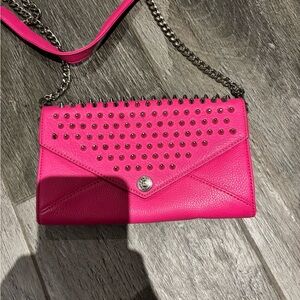 Rebecca Minkoff Pink Crossbody Bag with Studs and Chain Strap